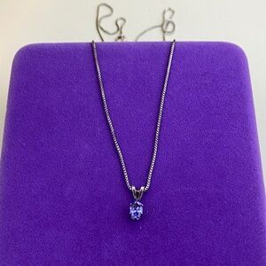 💛 Vintage Sterling Silver Oval Amethyst Pendant Necklace